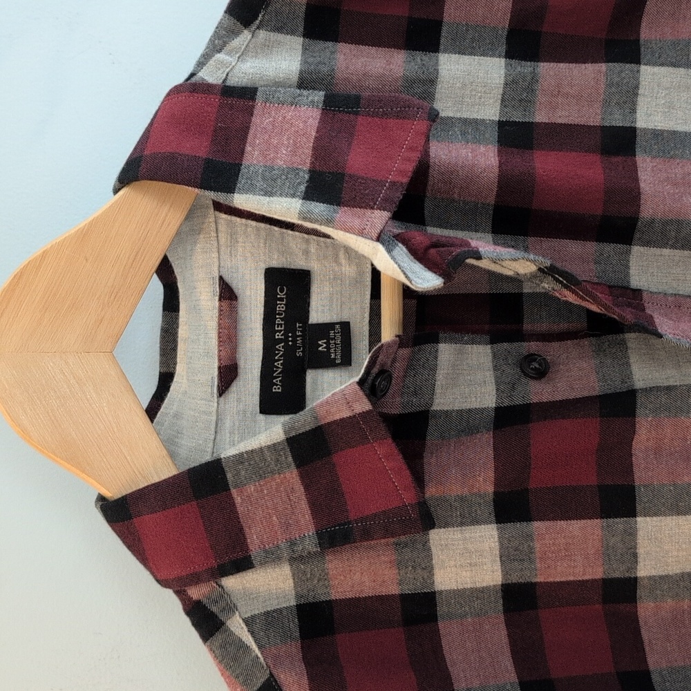 Banana Republic Men's M Slim Fit Plaid Button Down Shirt 100% Cotton